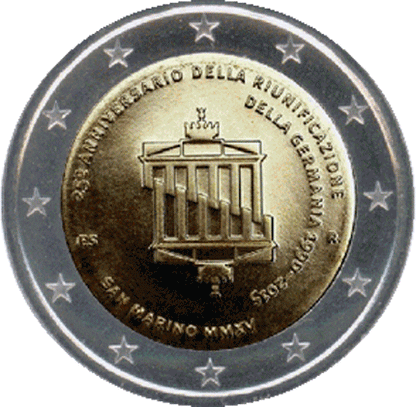 San Marino 2€ 25 Jahre deutsche Wiedervereinigung 2015