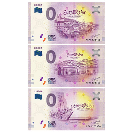 Satz von 3 Eurovision-Banknoten in Portugal